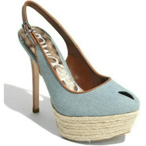 Sam Edelmen Novato Slingbacks in denim blue-Size 7 - Picture 1 of 7
